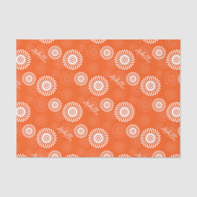 Minimalistische Mandarine Orangenblütenmuster Seidenpapier (Vorderseite)