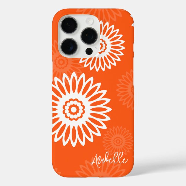 Minimalistische Mandarine Orangenblütenname iPhone 16 Pro Hülle (Rückseite)