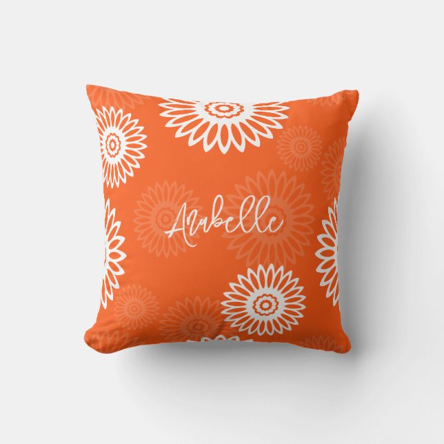 Minimalistische Mandarine Orangenblütenname Kissen (Vorderseite)