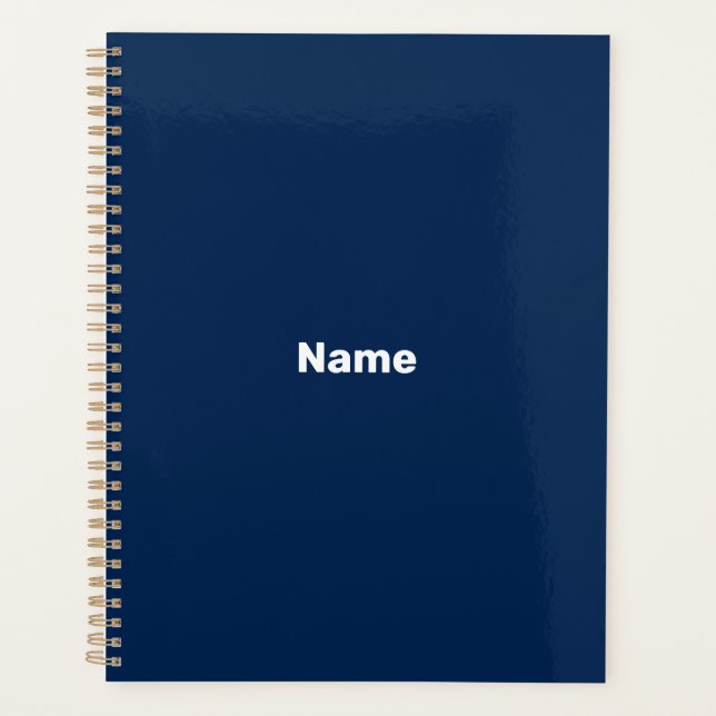 Minimalistische marinebaublaue Texttonografie Planer (Vorderseite)