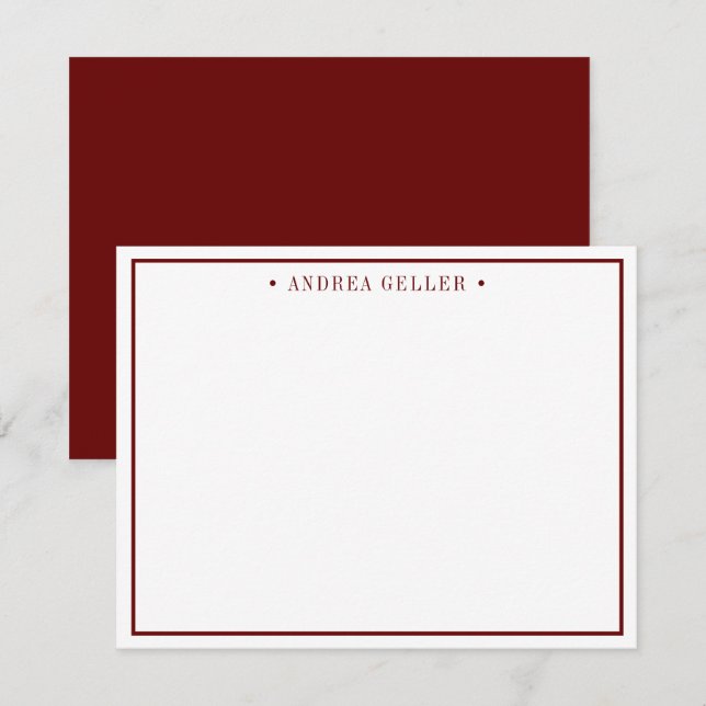 Minimalistische Maroon-Grenze Mitteilungskarte (Vorne/Hinten)