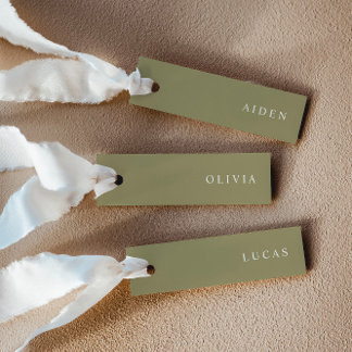 Minimalistische Matcha Wedding Name Platzkarten
