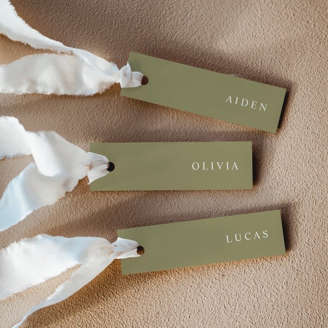 Minimalistische Matcha Wedding Name Platzkarten (Von Creator hochgeladen)