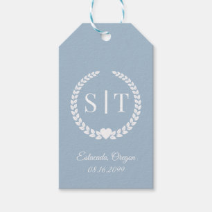 Minimalistische Mattierte Blue Monogram Initialen Geschenkanhänger
