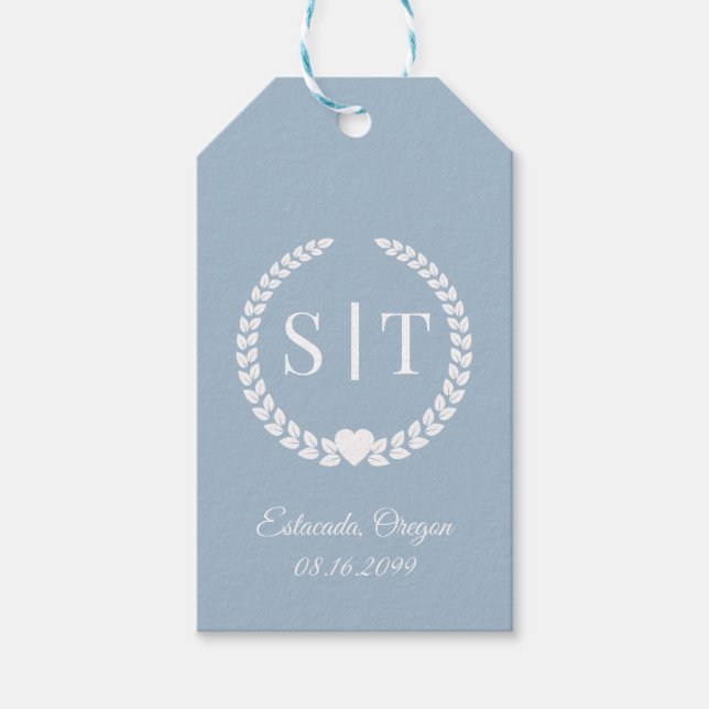 Minimalistische Mattierte Blue Monogram Initialen Geschenkanhänger (Vorderseite)