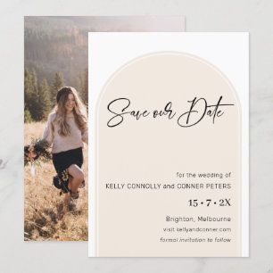 Minimalistische Mauve Arch Wedding Save the Date C Einladung