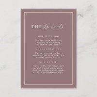 Minimalistische Mauve Taupe Hochzeitdetails Beilag