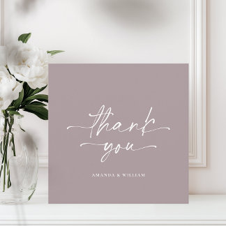 Minimalistische Mauve Wedding Dankeschön Card Dankeskarte