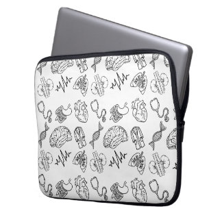 Minimalistische medizinische Icons Schwarz-Weiß-Do Laptopschutzhülle