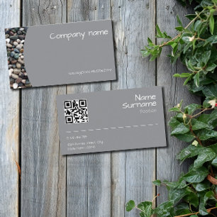 Minimalistische Meer Kieselstein Foto QR grau Visi Visitenkarte