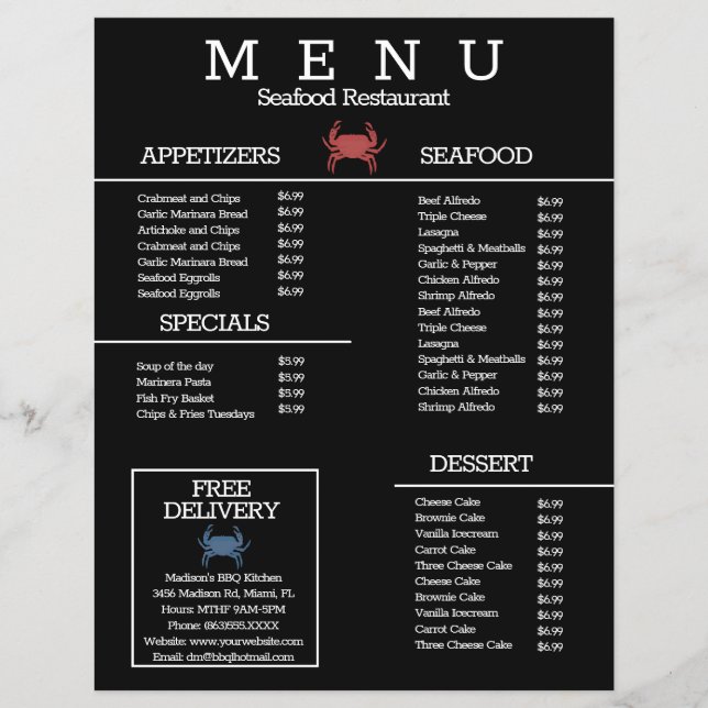 Minimalistische Meeresfrüchte Grill Restaurant Men Flyer (Vorne)
