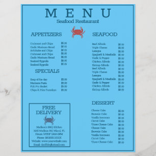 Minimalistische Meeresfrüchte Kräutergrill Restaur Flyer