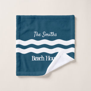 Minimalistische Meereswellen Nautische Küste Badhandtuch Set