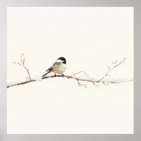 Minimalistische Meisen-Wasserfarben-Leinwandkunst