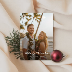 Minimalistische Mele Kalikimaka-Strandfoto mit Sch Feiertagskarte