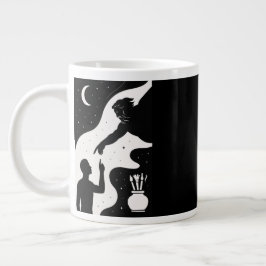 Minimalistische menschliche Verbindung zu Gott und Jumbo-Tasse