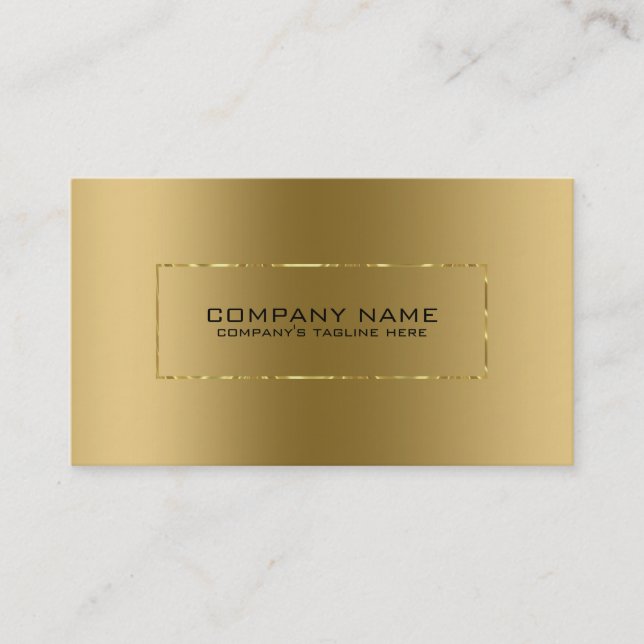 Minimalistische Metallic Gold Shiny Frame Visitenkarte (Vorderseite)