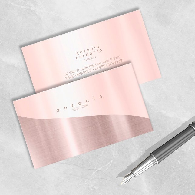 Minimalistische Metallwelle Zwei-Tonen-Rose Gold I Visitenkarte (Von Creator hochgeladen)