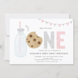 Minimalistische Milch und Cookies Mädchen Erstgebu Einladung