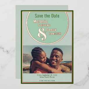 Minimalistische Minze Grün mit Foil Save the Date Folien Feiertagskarte