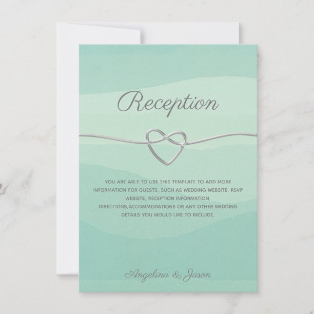 Minimalistische Minze & Silver Wedding Reception C (Vorderseite)