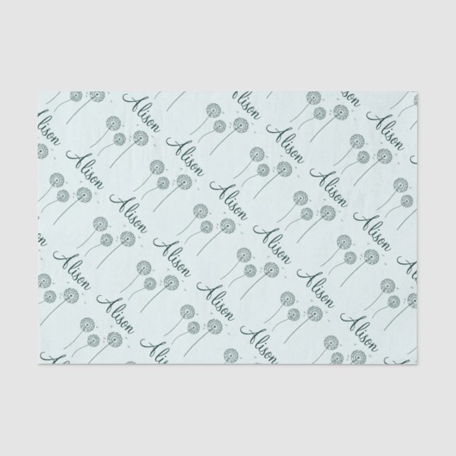 Minimalistische Minze Weißkronenleuchter Name Nied Seidenpapier (Vorderseite)