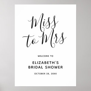 Minimalistische Miss zu Mrs-Brautjungfernparty-Wil Poster