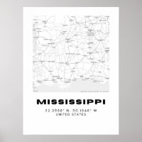 Minimalistische Mississippi Karte