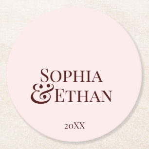 Minimalistische Mit Monogramm Hochzeiten Untersetz Runder Pappuntersetzer