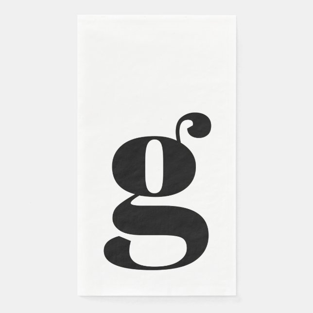 Minimalistische Mit Monogramm Initial Fett Weiß Serviette (Vorderseite)