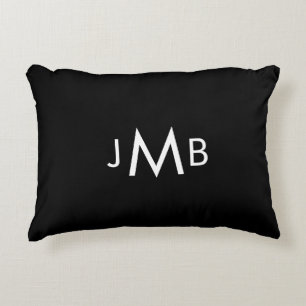 Minimalistische Mit Monogramm Initialen auf schwar Dekokissen