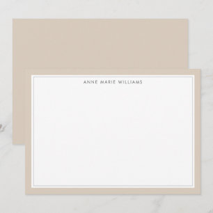 Minimalistische Mocha-Braune Zweirand-Name-Karte Mitteilungskarte