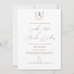 Minimalistische Mocha Mousse Preppy Calligrafy Wed Einladung