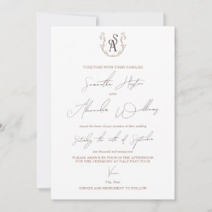 Minimalistische Mocha Mousse Preppy Calligrafy Wed Einladung