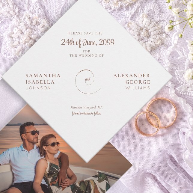 Minimalistische Mocha Mousse Zeitlose Ampere und H Save The Date (Minimalist Mocha Mousse Timeless Ampersand Wedding Unique Elegant Angled Save The Date)