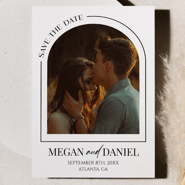 Minimalistische moderne Arch Custom Picture Weddin Save The Date (Von Creator hochgeladen)