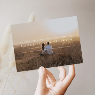 Minimalistische moderne Arch-Foto-Save-the-Date-Ei Einladung