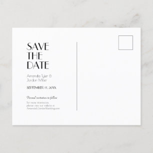 Minimalistische moderne Art-Deco-Hochzeit rettet d Ankündigungspostkarte