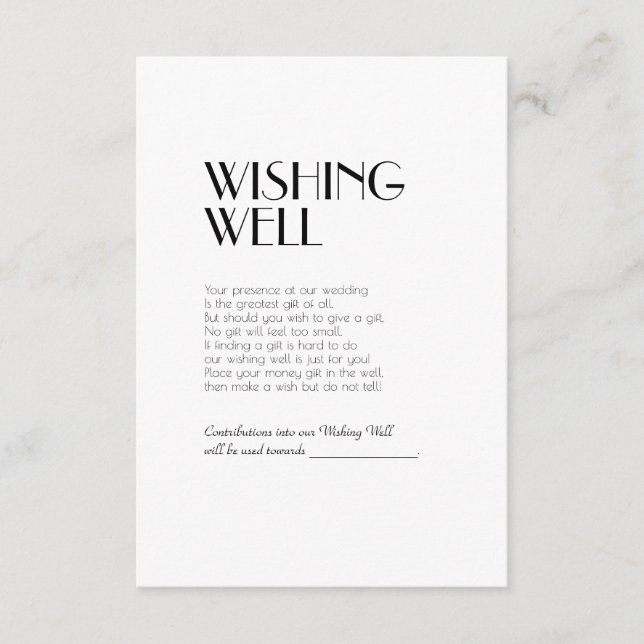 Minimalistische Moderne Art Deco Hochzeit wünschen Begleitkarte (Vorderseite)