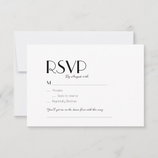 Minimalistische, moderne Art Deco RSVP Karte (Vorderseite)