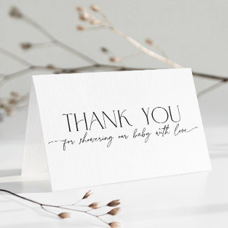 Minimalistische moderne Babyparty Beige Dankeschön Dankeskarte