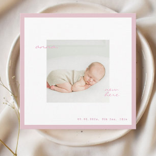 Minimalistische moderne Babyrosa Ankündigungskarte Ankündigung