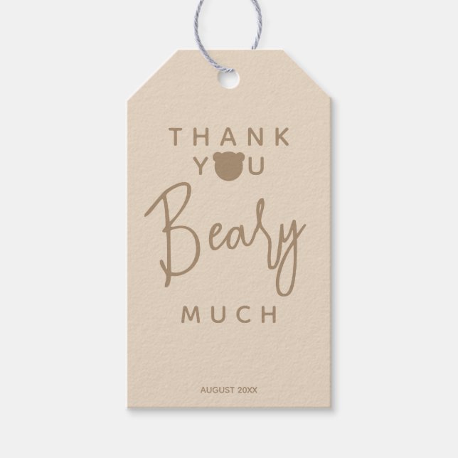 Minimalistische moderne Bärendusche Danke Geschenkanhänger (Vorderseite)