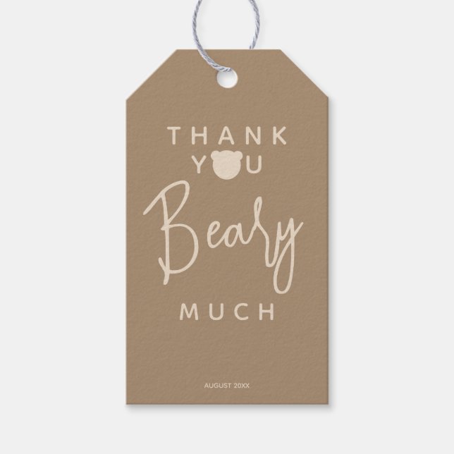 Minimalistische moderne Bärendusche Danke Geschenkanhänger (Vorderseite)