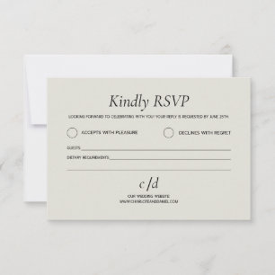 Minimalistische moderne beige Hochzeit RSVP Karte