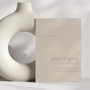 Minimalistische moderne Beige Taupe Skripte Save t Save The Date