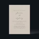 Minimalistische Moderne Beige Taupe SkriptWedding Einladung<br><div class="desc">Minimalistische,  moderne Beige Taupe Script Einladung Hochzeit</div>