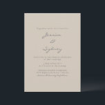 Minimalistische Moderne Beige Taupe SkriptWedding Einladung<br><div class="desc">Minimalistische,  moderne Beige Taupe Script Einladung Hochzeit</div>