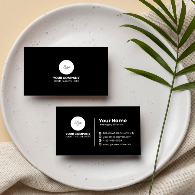Minimalistische, moderne Black Beruflich Business  Visitenkarte (Von Creator hochgeladen)