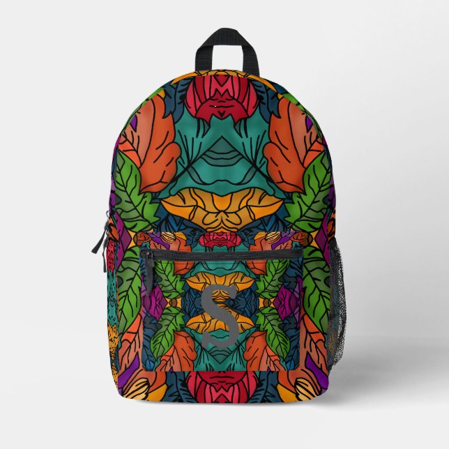 Minimalistische moderne Blätter 4 | Bunt Bedruckter Rucksack (Vorderseite)